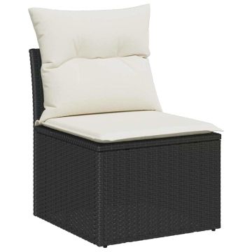vidaXL Sodo Sofų Rinkinys su pagalve 12 pcs Juoda Poli ratanas