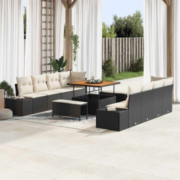vidaXL Sodo Sofų Rinkinys Juoda 264 x 62 x 85 cm Poli ratanas