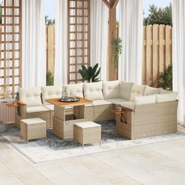 vidaXL Sodo Sofų Rinkinys 13 pcs Bežinė ir kreminė poliratanas
