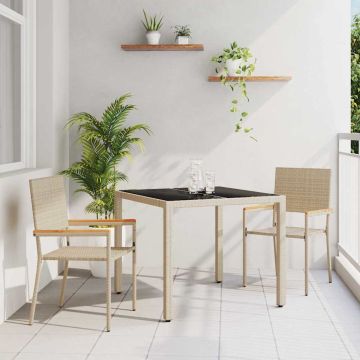 vidaXL Sodo valgomojo komplektas 3 pcs Smėlio poliratanas