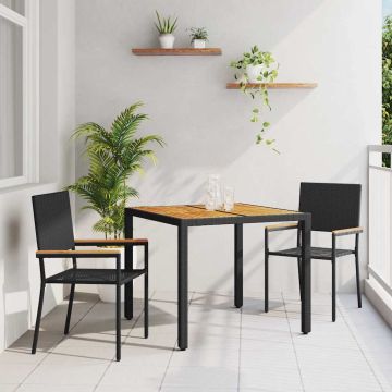 vidaXL Sodo valgomojo komplektas 3 pcs Juoda poliratanas