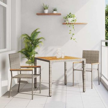 vidaXL Sodo valgomojo komplektas 3 pcs Pilka poliratanas