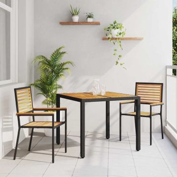 vidaXL Sodo valgomojo komplektas 3 pcs Juoda ir Ruda poliratanas