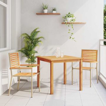 vidaXL Sodo valgomojo komplektas 3 pcs Smėlio Kietos akacijos mediena