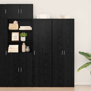 vidaXL Aukštas spintelė 2 pcs Juodas ąžuolas 50 x 42,5 x 185 cm