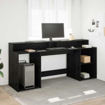 vidaXL Stalas juoda ąžuolo 200 x 55 x 91 cm Apdirbta mediena