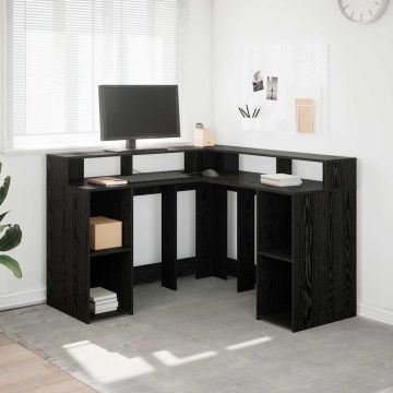 vidaXL Stalas Juodas ąžuolas 130 x 130 x 91 cm Apdirbta mediena