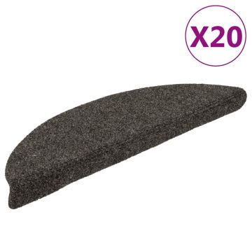 vidaXL Laiptų kilimėliai, lipnūs, 20 vnt., 56x17x3 cm, antracito spalvos, pusapvaliai
