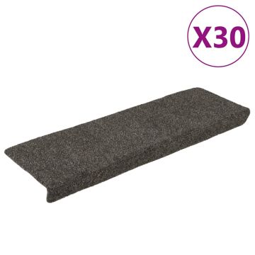vidaXL Laiptų kilimėliai, lipnūs, 30 vnt., 65x21x4 cm, antracito spalvos, stačiakampiai kraštai
