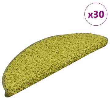 vidaXL Laiptų kilimėliai, 30 vnt., 56x17x3 cm, žali, pusapvaliai