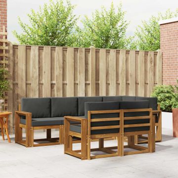 vidaXL Lauko sofos komplektas su pagalve 7 pcs Natūralus ir antracitas