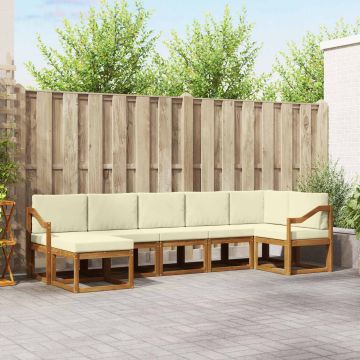 vidaXL Lauko sofos komplektas su pagalve 7 pcs Natūralus ir grietinėlė