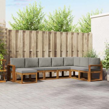 vidaXL Lauko sofos komplektas 8 pcs Natūrali ir šviesiai pilka