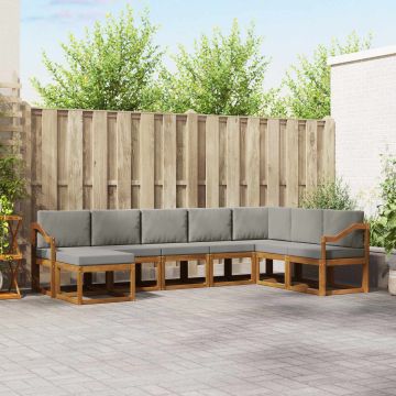 vidaXL Lauko sofos komplektas 8 pcs Natūrali ir šviesiai pilka