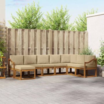 vidaXL Lauko sofos komplektas su pagalve 8 pcs Natūralus ir bežinis