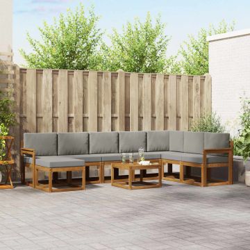 vidaXL Lauko sofos komplektas 9 pcs Natūrali ir šviesiai pilka