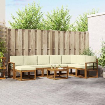 vidaXL Lauko sofos komplektas su pagalve 9 pcs Natūralus ir grietinėlė