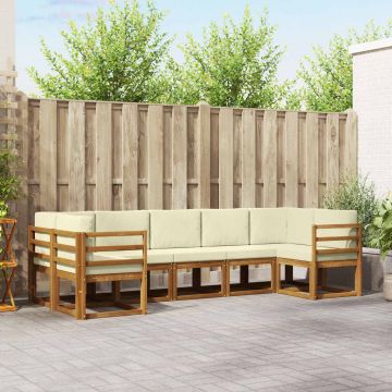 vidaXL Lauko sofos komplektas su pagalve 7 pcs Natūralus ir grietinėlė