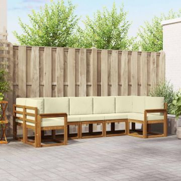 vidaXL Lauko sofos komplektas su pagalve 7 pcs Natūralus ir grietinėlė