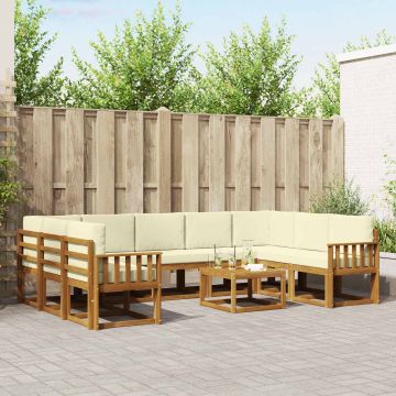 vidaXL Lauko sofos komplektas 10 pcs Natūralus ir grietinėlė