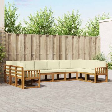 vidaXL Lauko sofos komplektas 10 pcs Natūralus ir grietinėlė