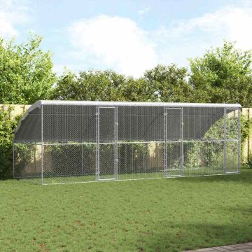 vidaXL Vištų narvas 3 pcs Sidabro 600 x 200 x 198,5 cm