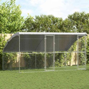 vidaXL Šunų narvas 2 pcs Sidabro 4 x 2 x 2 m Galvanizuotas plienas