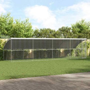 vidaXL Šunų narvas 4 pcs Sidabro 8 x 2 x 2 m Galvanizuotas plienas