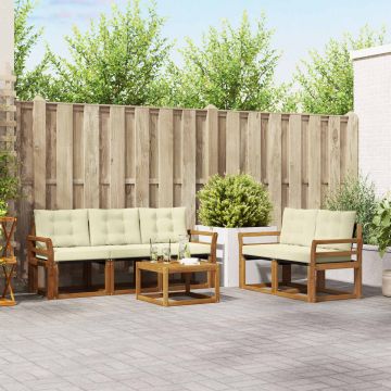 vidaXL Lauko sofos komplektas su pagalve 6 pcs Natūralus ir grietinėlė
