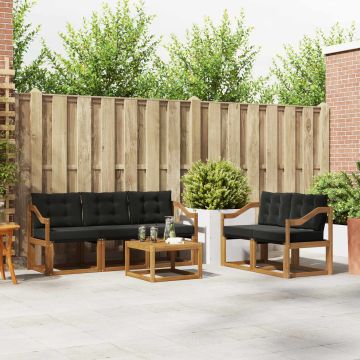 vidaXL Lauko sofos komplektas su pagalve 6 pcs Natūrali ir juoda