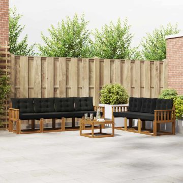 vidaXL Lauko sofos komplektas su pagalve 8 pcs Natūrali ir juoda