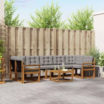 vidaXL Lauko sofos komplektas 8 pcs Natūrali ir šviesiai pilka