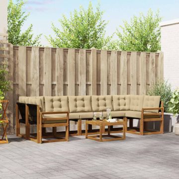 vidaXL Lauko sofos komplektas su pagalve 8 pcs Natūralus ir bežinis