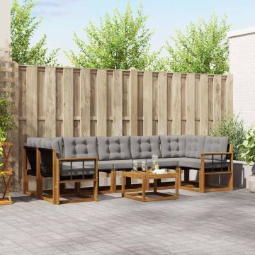 vidaXL Lauko sofos komplektas 8 pcs Natūrali ir šviesiai pilka