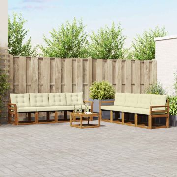 vidaXL Lauko sofos komplektas su pagalve 9 pcs Natūralus ir grietinėlė