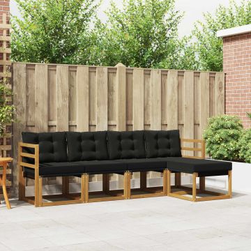 vidaXL Lauko sofos komplektas su pagalve 5 pcs Natūrali ir juoda