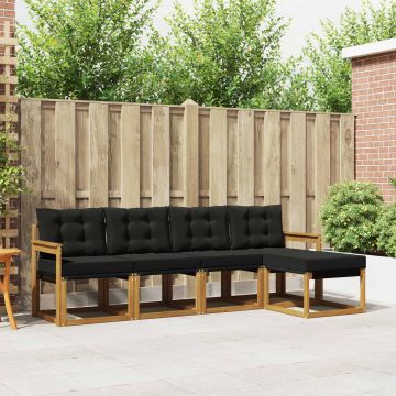 vidaXL Lauko sofos komplektas su pagalve 5 pcs Natūrali ir juoda