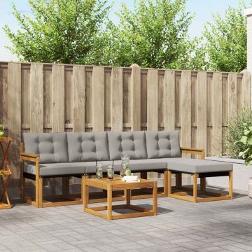 vidaXL Lauko sofos komplektas 6 pcs Natūrali ir šviesiai pilka