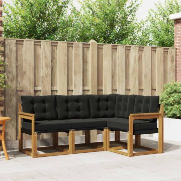vidaXL Lauko sofos komplektas su pagalve 4 pcs Natūrali ir juoda