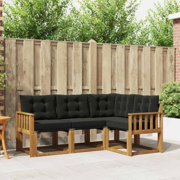 vidaXL Lauko sofos komplektas su pagalve 4 pcs Natūrali ir juoda