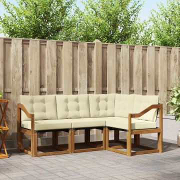 vidaXL Lauko sofos komplektas su pagalve 4 pcs Natūralus ir grietinėlė