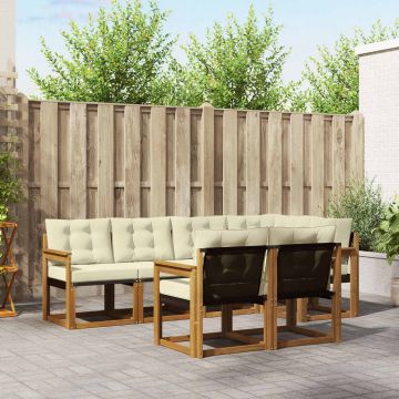 vidaXL Lauko sofos komplektas su pagalve 7 pcs Natūralus ir grietinėlė