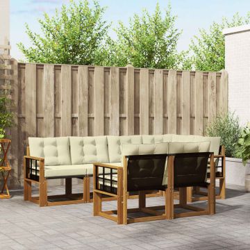 vidaXL Lauko sofos komplektas su pagalve 7 pcs Natūralus ir grietinėlė