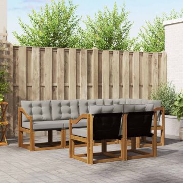vidaXL Lauko sofos komplektas 7 pcs Natūrali ir šviesiai pilka