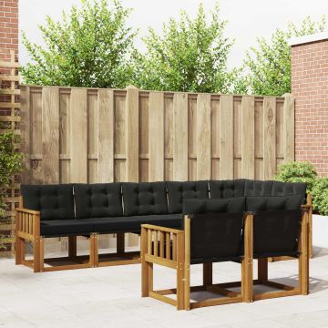 vidaXL Lauko sofos komplektas su pagalve 8 pcs Natūrali ir juoda