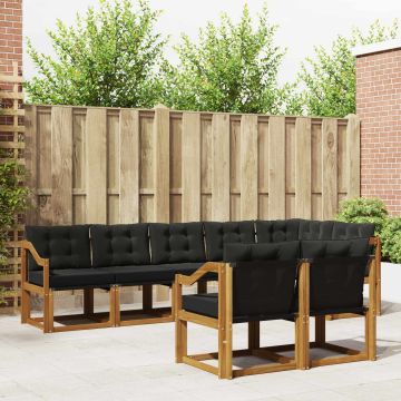 vidaXL Lauko sofos komplektas su pagalve 8 pcs Natūrali ir juoda