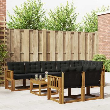 vidaXL Lauko sofos komplektas su pagalve 9 pcs Natūrali ir juoda