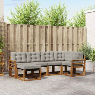 vidaXL Lauko sofos komplektas 6 pcs Natūrali ir šviesiai pilka