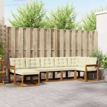 vidaXL Lauko sofos komplektas su pagalve 7 pcs Natūralus ir grietinėlė
