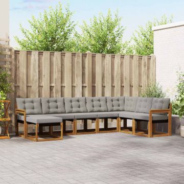 vidaXL Lauko sofos komplektas 8 pcs Natūrali ir šviesiai pilka
